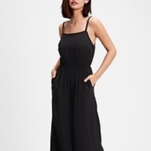 Gap Black Square Wide Leg Neck Cropped Jumpsuit, black, small